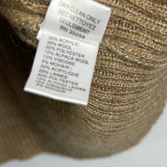 Vera Wang Lavender Label Camel Crewneck Ribbed Wool Alpaca Cardigan Sweater S - Picture 12 of 16
